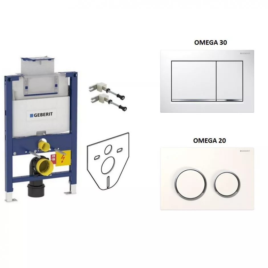 Geberit zestaw 4w1 stelaż podtynkowy duofix Omega niski H82 z przyciskiem (111.003.00.1 + 115.080.KJ.1)