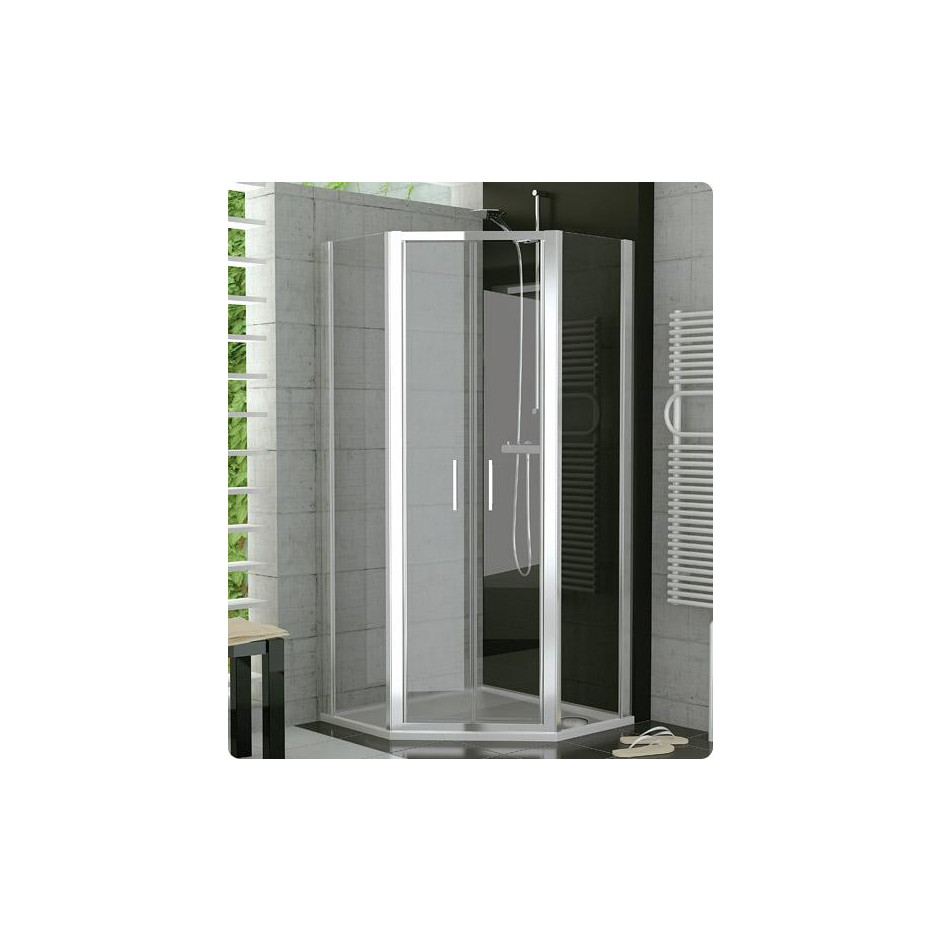 Sanswiss Ronal Top Line kabina pieciokątna drzwi western 80 profil SF, szkło pas satynowy