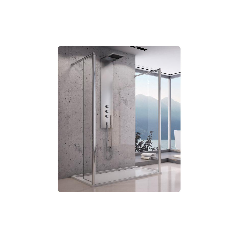 SanSwiss Fun kabina Walk-In ścianka jednoczęściowa z dwoma ściankami ruchomymi 100 cm profil połysk, szkło lustrzane
