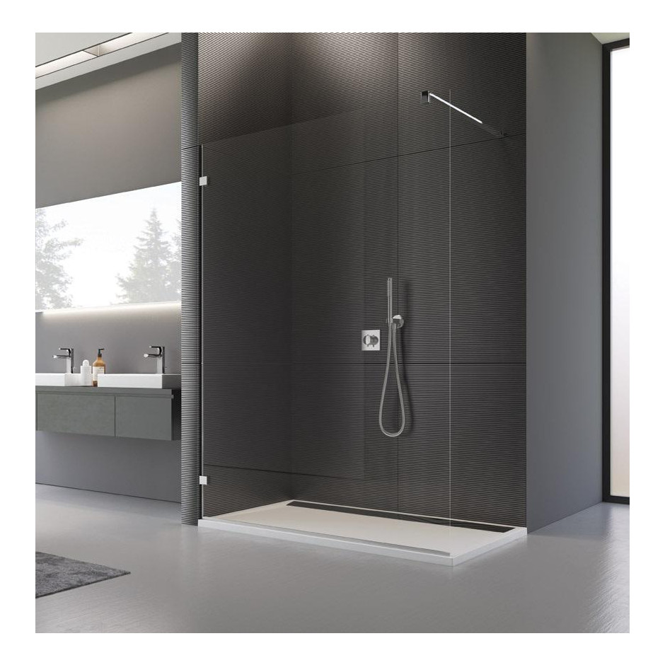 SanSwiss Pur kabina Walk-In ścianka wolnostojąca z profilem przyściennym 140 cm profil chrom, szkło lustrzane
