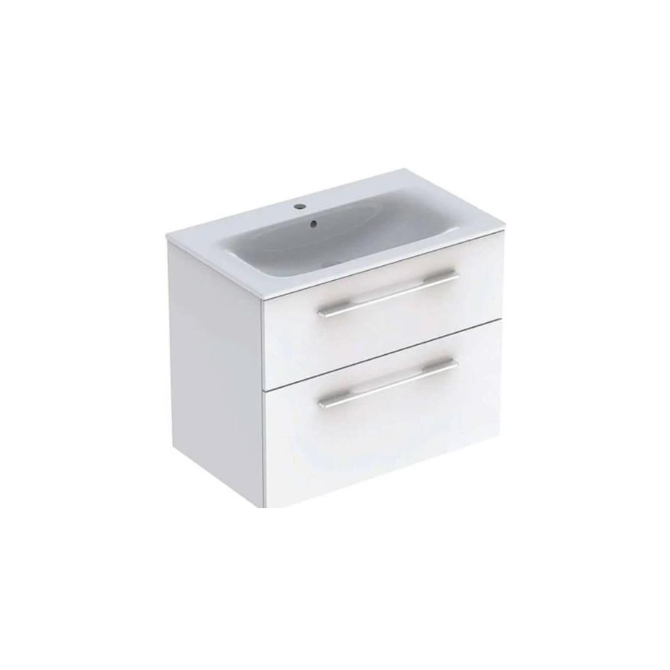 Geberit Selnova Square Zestaw umywalka z niskim rantem 80cm + szafka 2 szuflady, kolor biały połysk - 880977_O1
