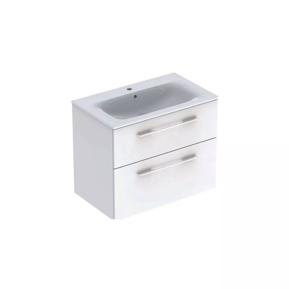 Geberit Selnova Square Zestaw umywalka z niskim rantem 80cm + szafka 2 szuflady, kolor biały połysk - 880977_O1