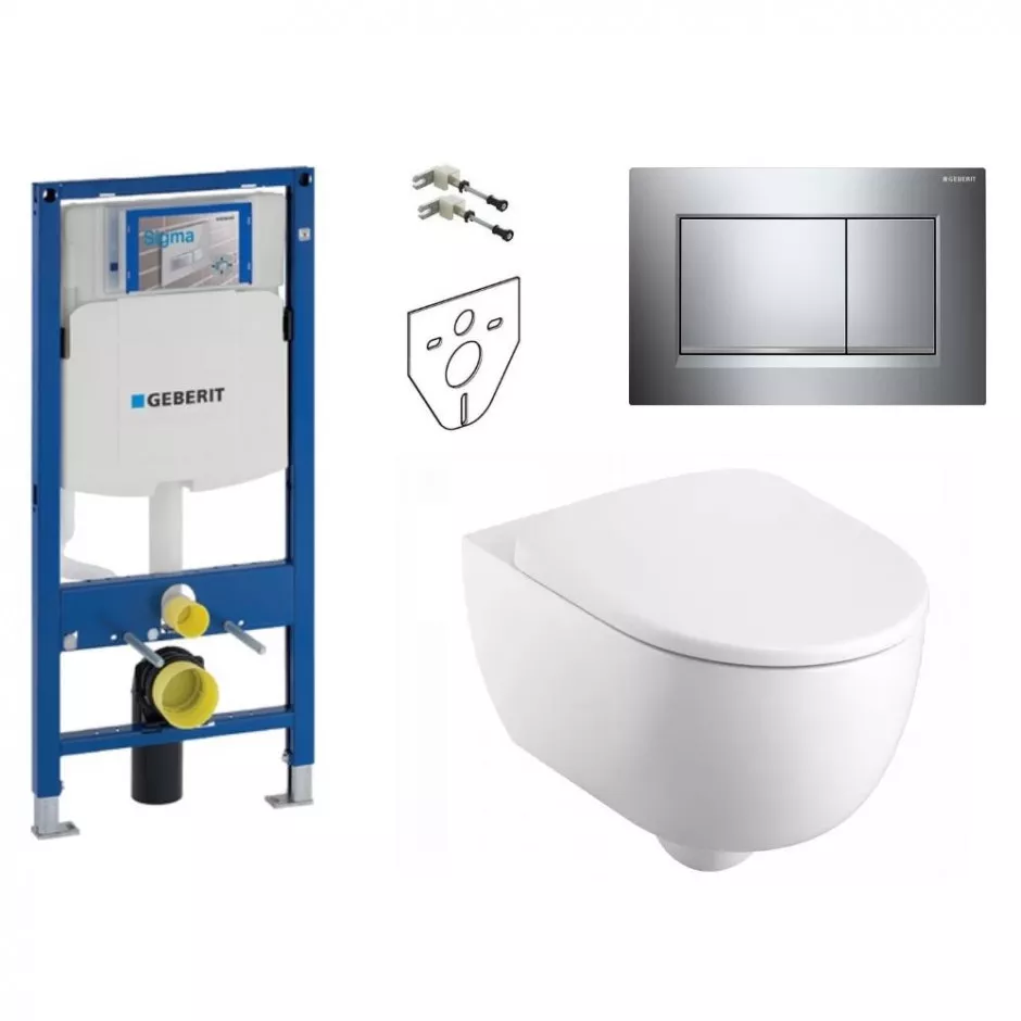 Geberit Selnova Zestaw Stelaż podtynk miska wc 53 cm deską w/o i przyciskiem (111.320.00.6 + 115.883.KH.1 + 500.694.01.2)