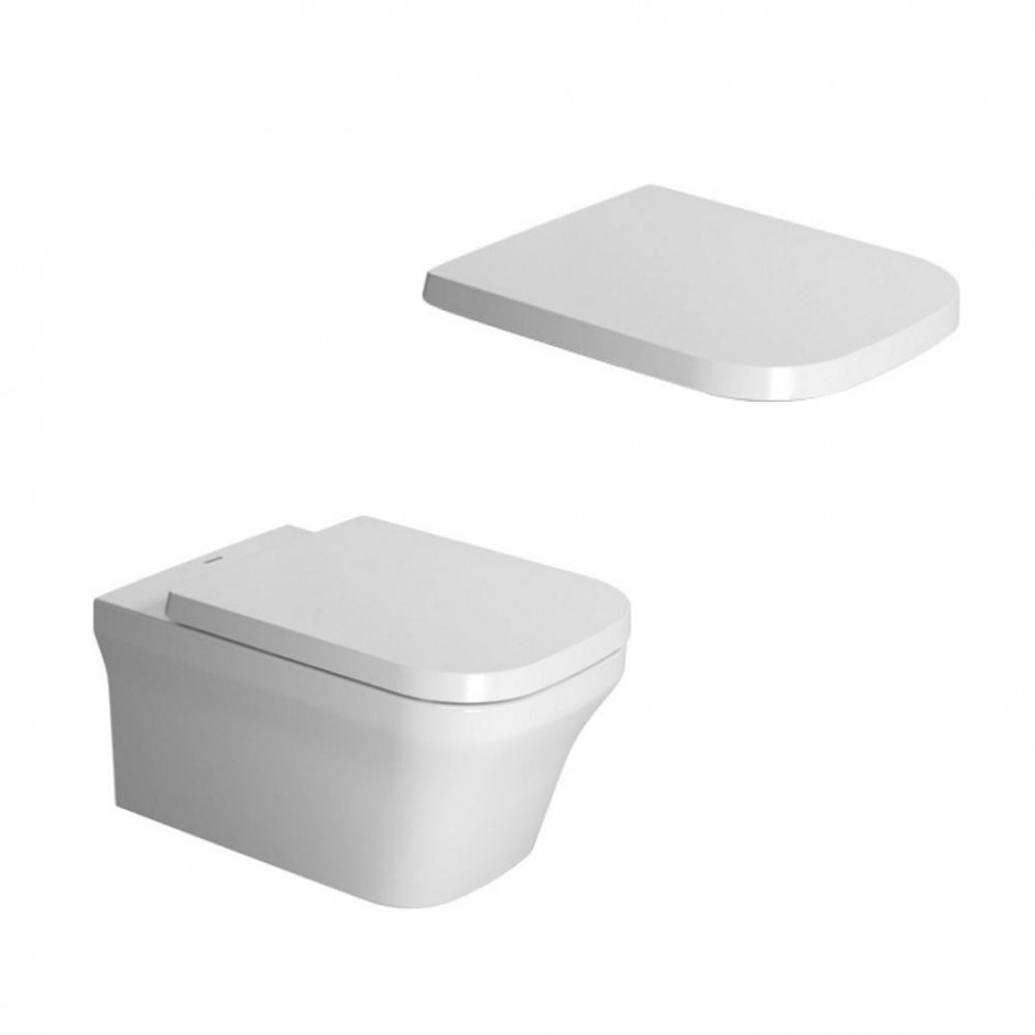 Duravit P3 Comforts Miska WC wisząca bezrantowa 38x57 Biała z deską wolnoopadającą (2561090000+ 0020390000)