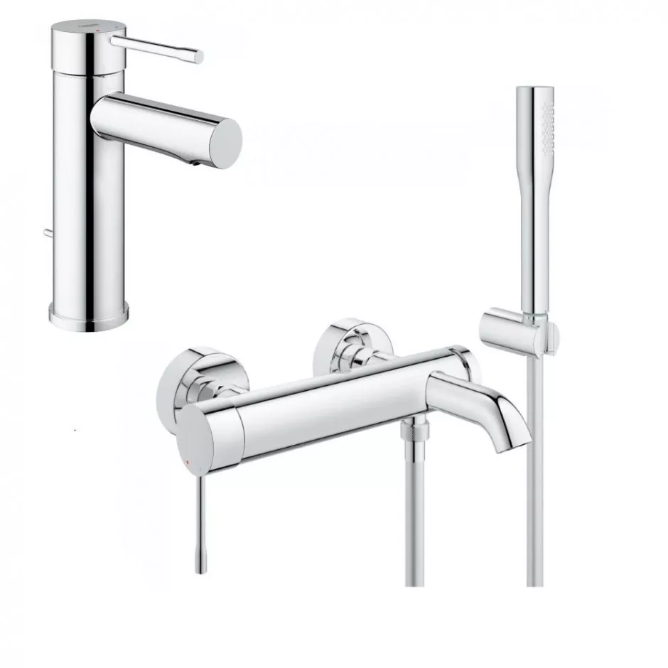 Grohe Essence New Zestaw baterii umywalkowa wannowa (32898001+33628001) chrom