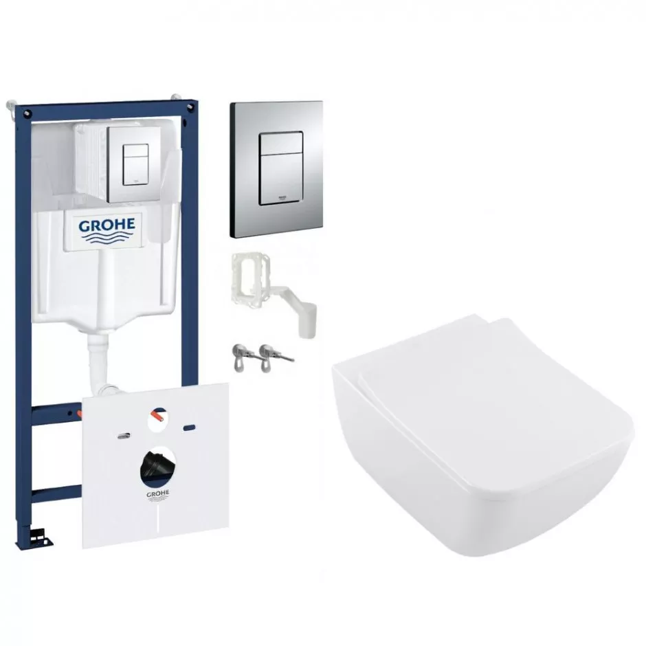 Grohe Villeroy Venticello Zestaw stelaż podtynkowy z miską WC z deska wolnoopadającą (4611R001+9M79S101+32827000)