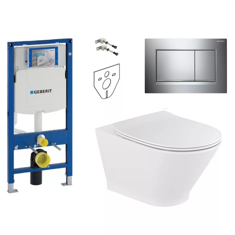 Geberit Roca Gap Zestaw Stelaż podtynkowy z miską WC wiszącą bezrantową, deską w/o (111.320.00.6 + 111.815.00.1 + 115.883.KH.1 + A34H0N8000)