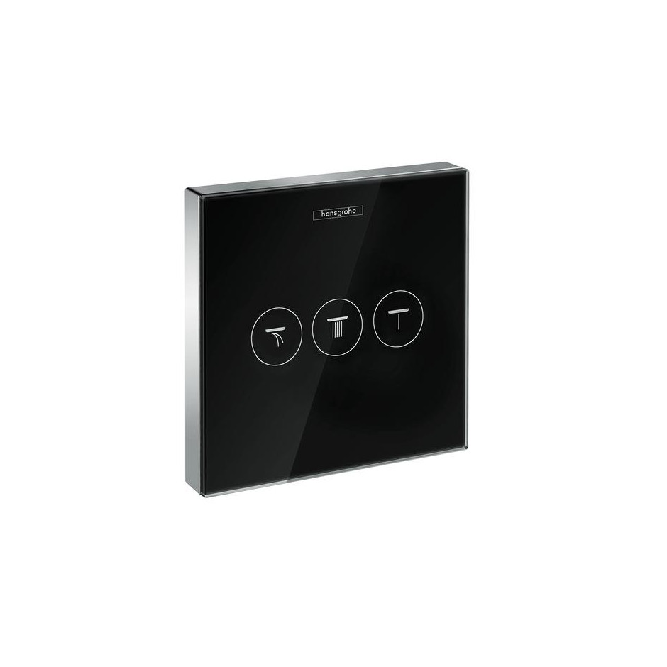 Hansgrohe ShowerSelect Glass. Zawór odcinający dla3 odbiorników, montaż podtynkowy, element zewnętrzny