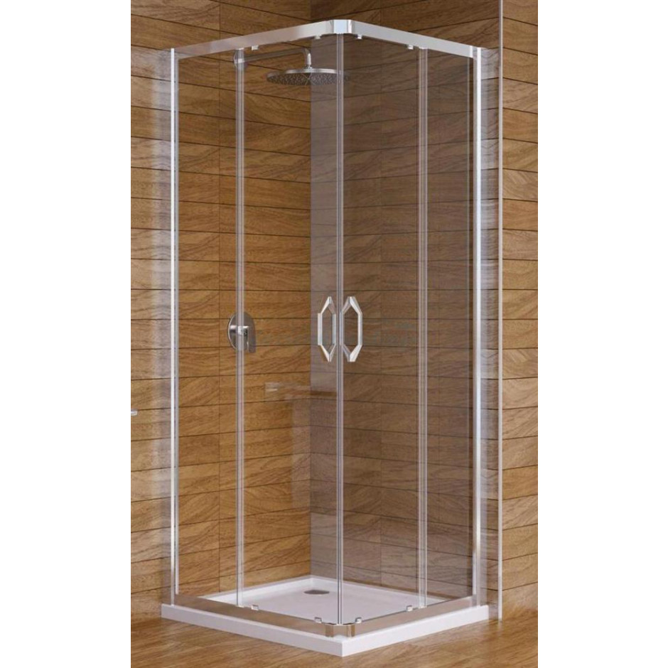 Huppe Ena 2.0 Kabina prysznicowa kwadratowa 80x80 cm, drzwi suwane srebrne