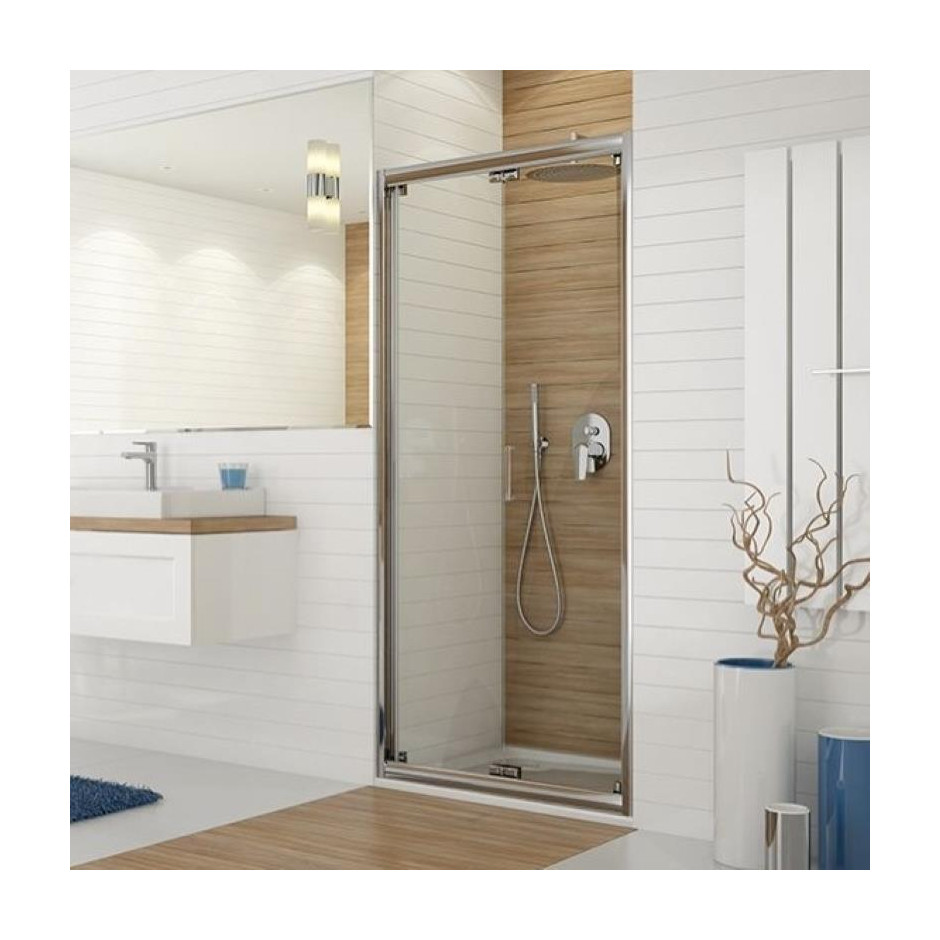 Sanplast DŁ/TX5b-90-S sbW0 Drzwi prysznicowe wnękowe składane uniwersalne 90x190 cm Glass Protect szło przezroczyste/srebrny błyszczący - 744557_O1