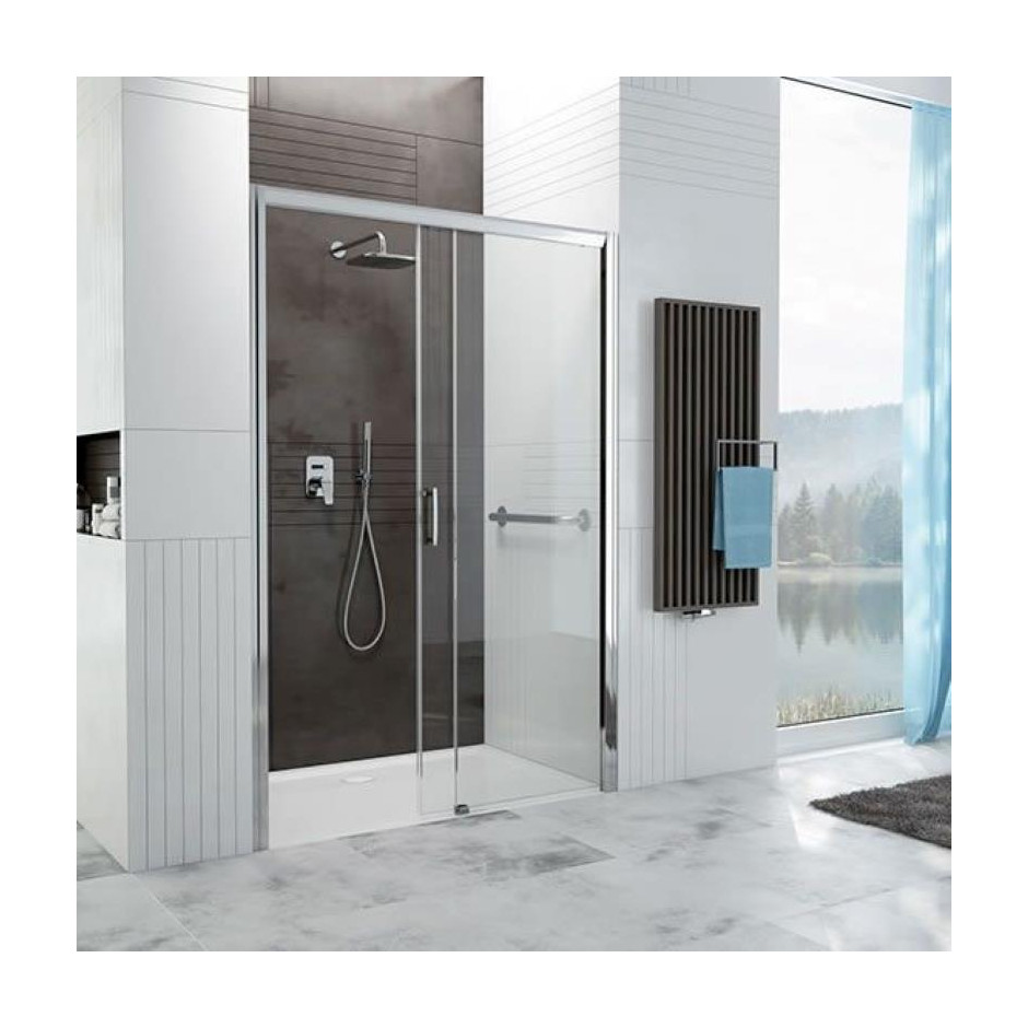 Sanplast Free Zone D2P/FREEZONE-100-S sbW0 Drzwi prysznicowe wnękowe przesuwne prawe 100x190 cm Glass Protect szkło przezroczyste/srebrny błyszczący - 754611_O1