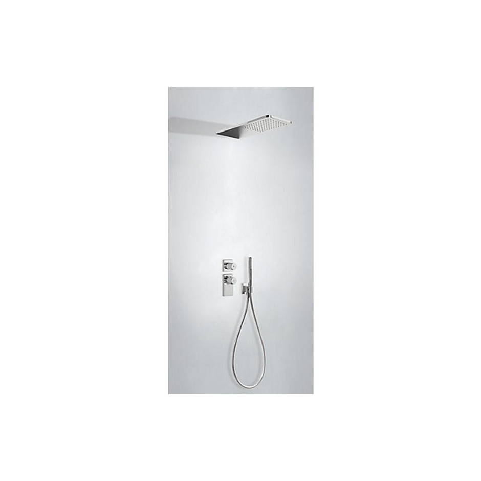 Tres Block System kompletny zestaw prysznicowy podtynkowy termostatyczny 2-drożny deszczownica 160x550 mm chrom