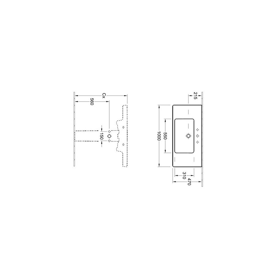 Villeroy & Boch Subway 2.0 umywalka meblowa, 1000 x 470 mm, Weiss Alpin - 420208_T1