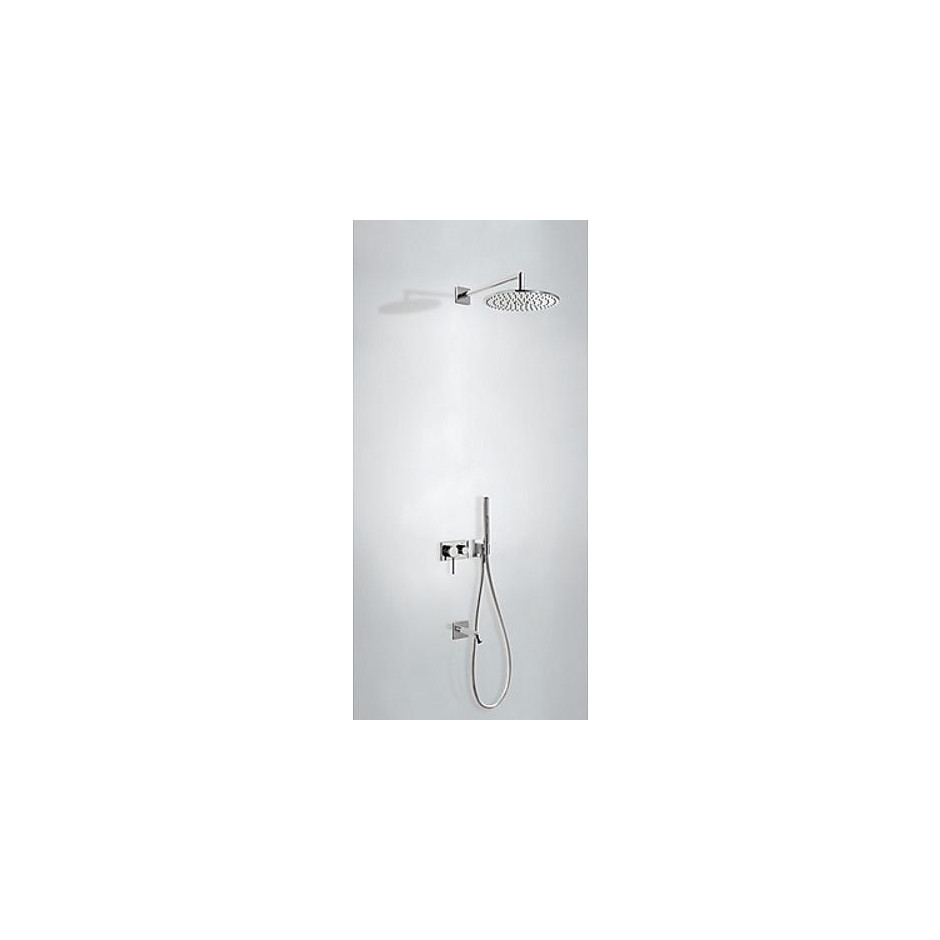 Tres 3V kompletny zestaw wannowo-prysznicowy podtynkowy 3-drożny deszczownica średnica 300 mm z wylewką do wanny chrom