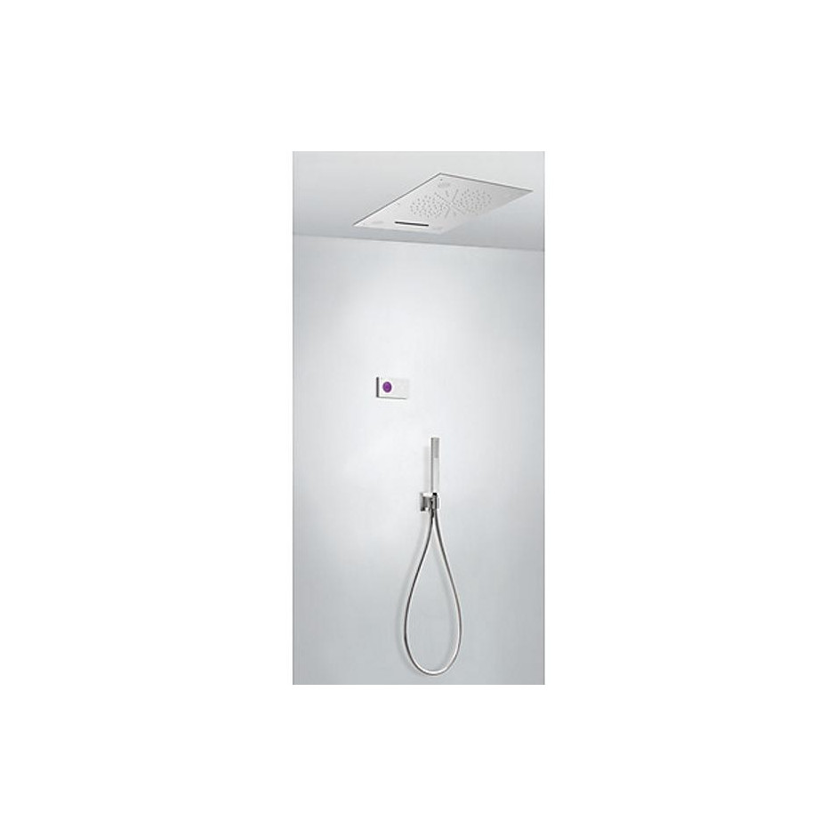 Tres Shower Technology kompletny zestaw prysznicowy podtynkowy termostatyczny elektroniczny Chromoterapia 3-drożny deszczownica 500x650 mm chrom