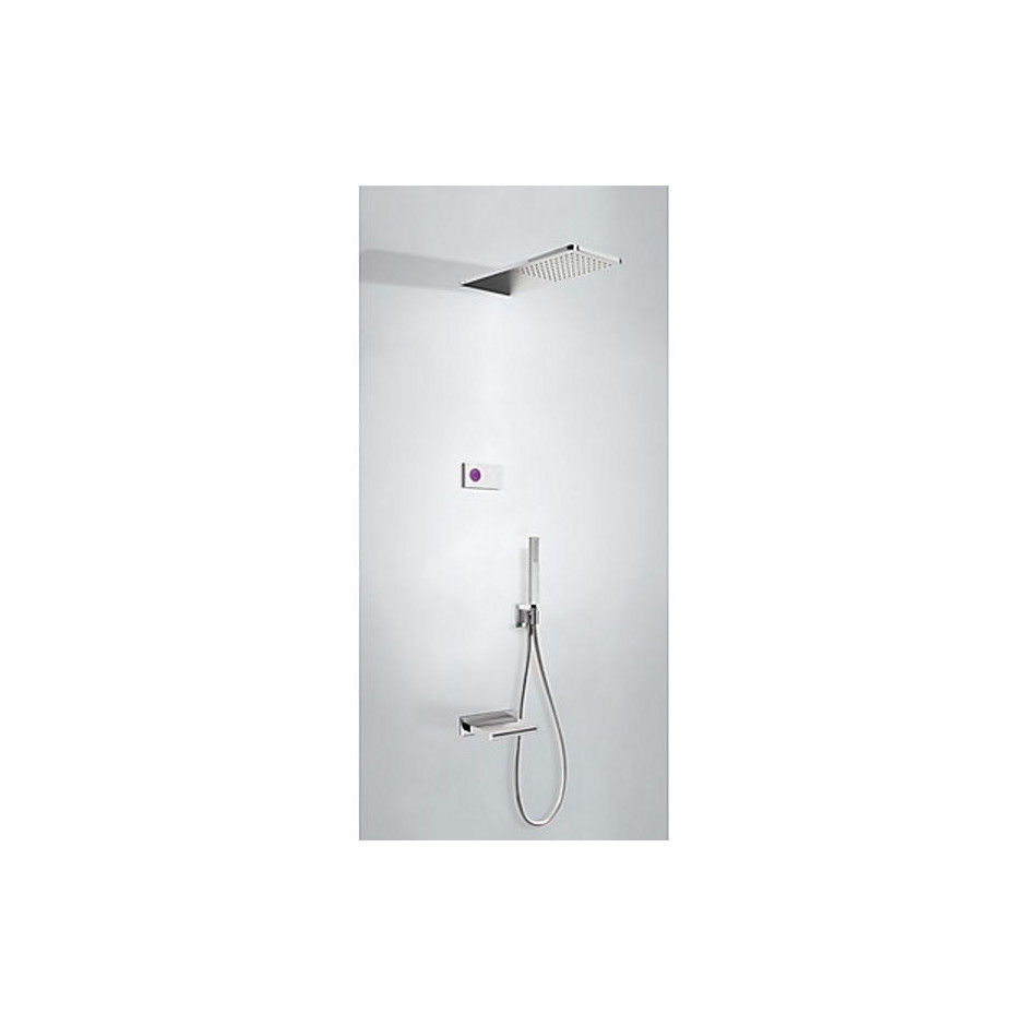 Tres Shower Technology kompletny zestaw prysznicowy podtynkowy termostatyczny elektroniczny 3-drożny deszczownica 210x550 mm chrom