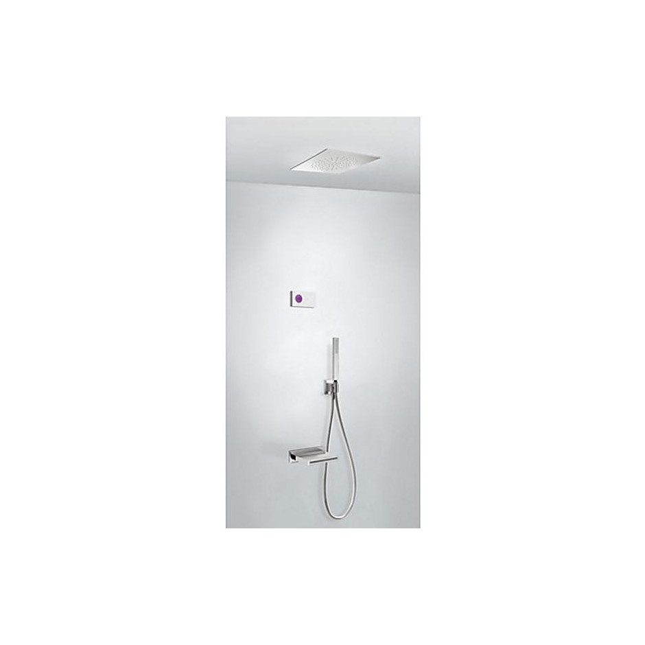 Tres Shower Technology kompletny zestaw prysznicowy podtynkowy termostatyczny elektroniczny 3-drożny deszczownica 380x380 mm chrom