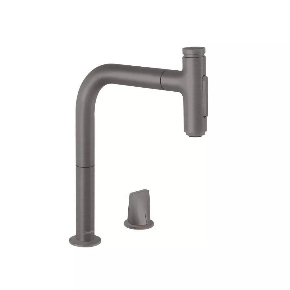 Hansgrohe Metris Select M71 2-otworowa bateria kuchenna jednouchwytowa, z w/w i sBox czarny chrom szczotkowany - 819278_O1