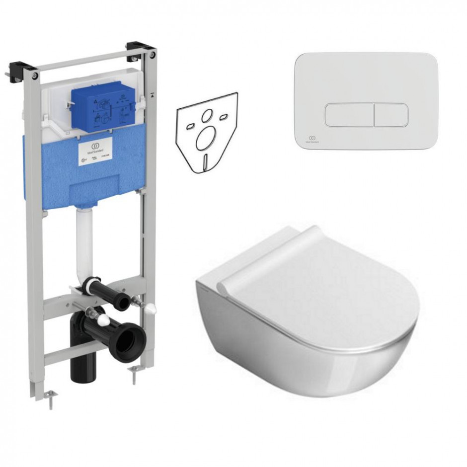 Ideal Standard Catalano Sfera Zestaw Stelaż podtynkowy z miską WC wiszącą bezrantową i deską wolnoopadającą (R020467 + R0123AA+1VSF54R00+5SCSTP000)
