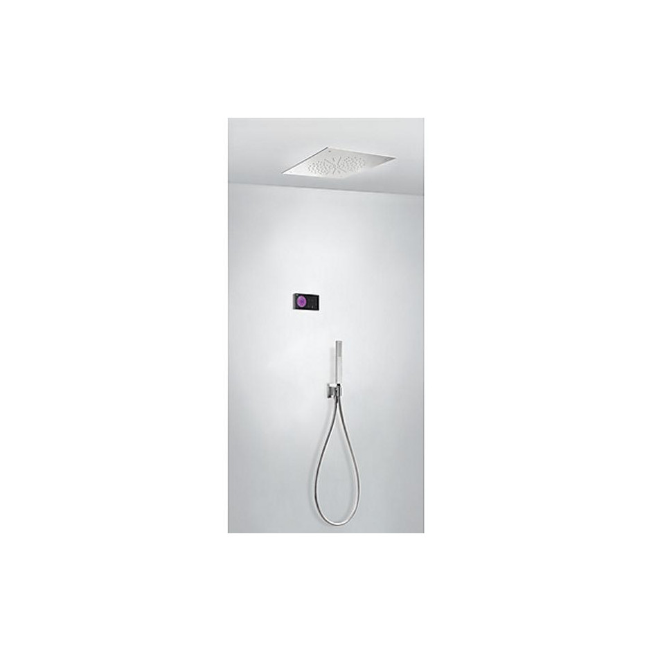 Tres Shower Technology kompletny zestaw prysznicowy podtynkowy termostatyczny elektroniczny 2-drożny deszczownica 380x380 mm chrom