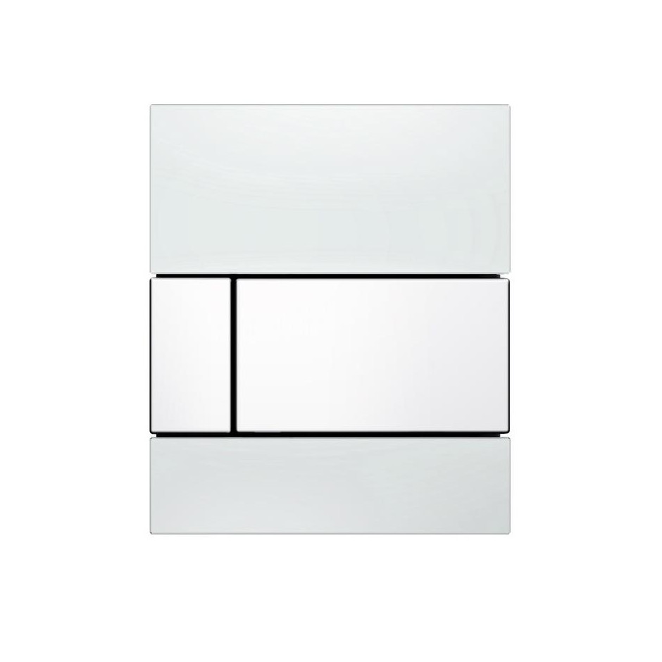Tece Square przycisk spłukujący ze szkła do pisuaru; szkło białe, przyciski białe