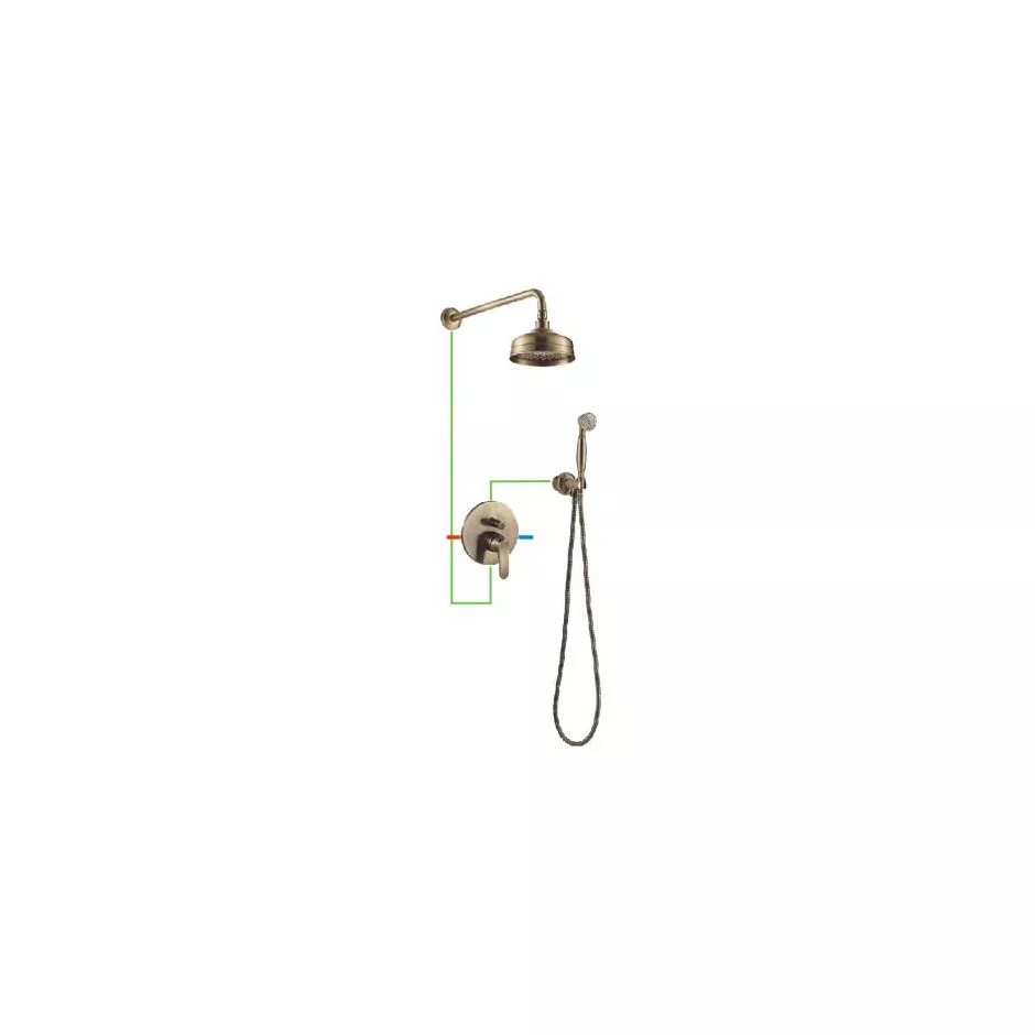 Omnires Art Deco system prysznicowy podtynkowy z deszczownicą brąz antyczny