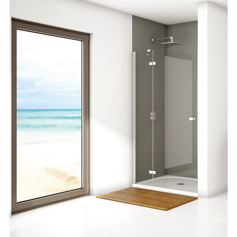 Sanswiss Genewa Drzwi prysznicowe do wnęki z elementem stałym, mocowanie lewe 100x200 Chrom połysk