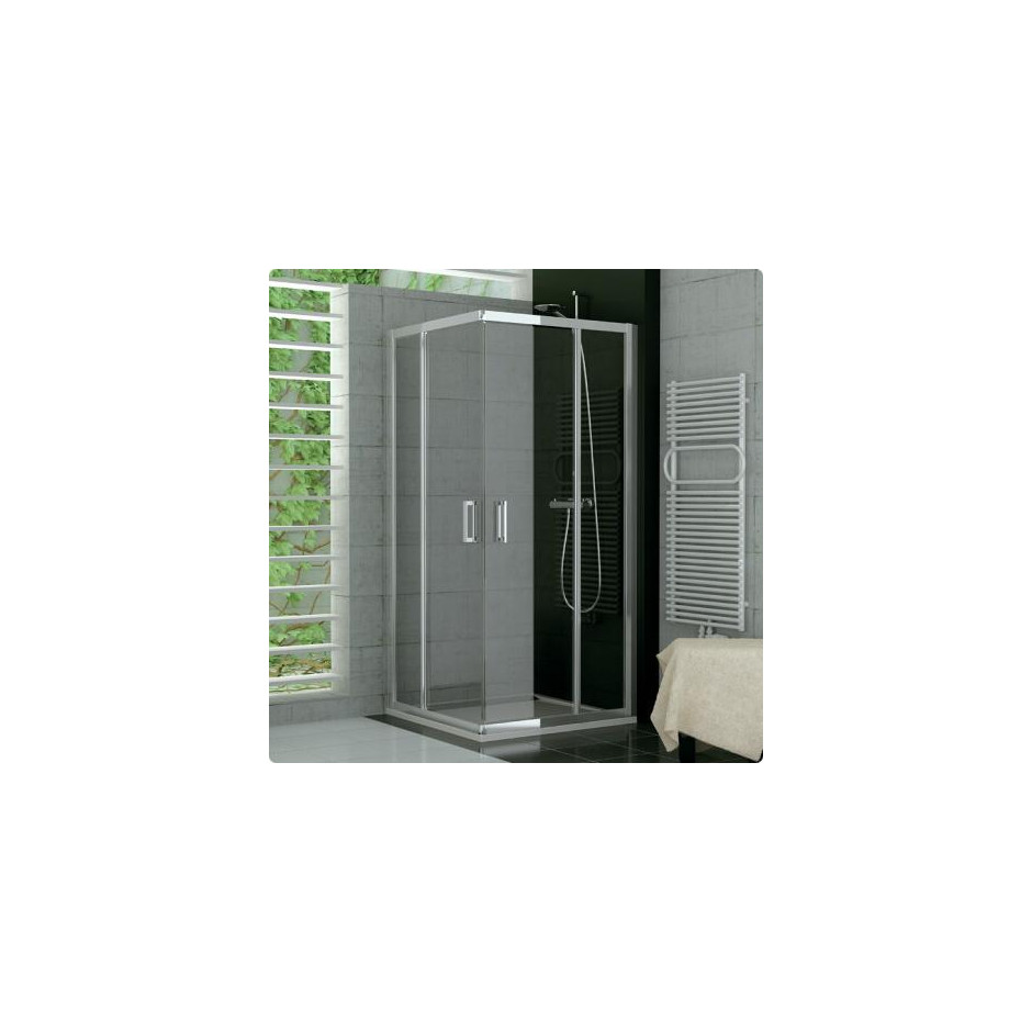 SanSwiss Top-Line S wejście narożne z drzwiami rozsuwanymi 90 cm lewa profil połysk, szkło przezroczyste