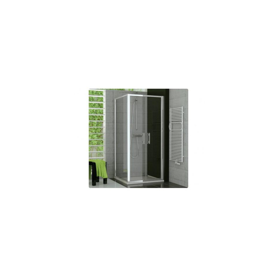 SanSwiss Top-Line S wejście narożne z drzwiami rozsuwanymi 90 cm prawa profil połysk, szkło przezroczyste