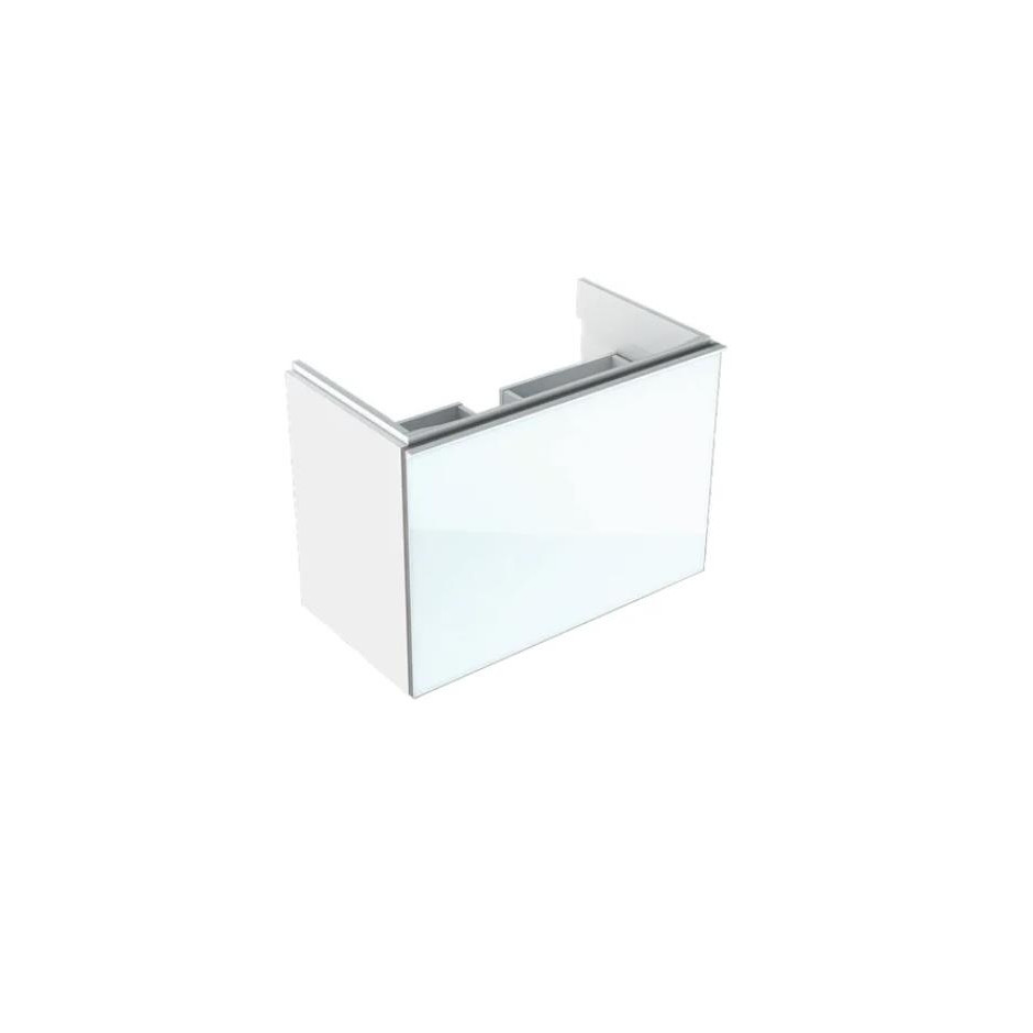 Geberit Acanto szafka podumywalkowa 75cm z jedną szufladą i jedną szufladą wewnętrzną, krótka, syfon oszczędzający przestrzeń, biała