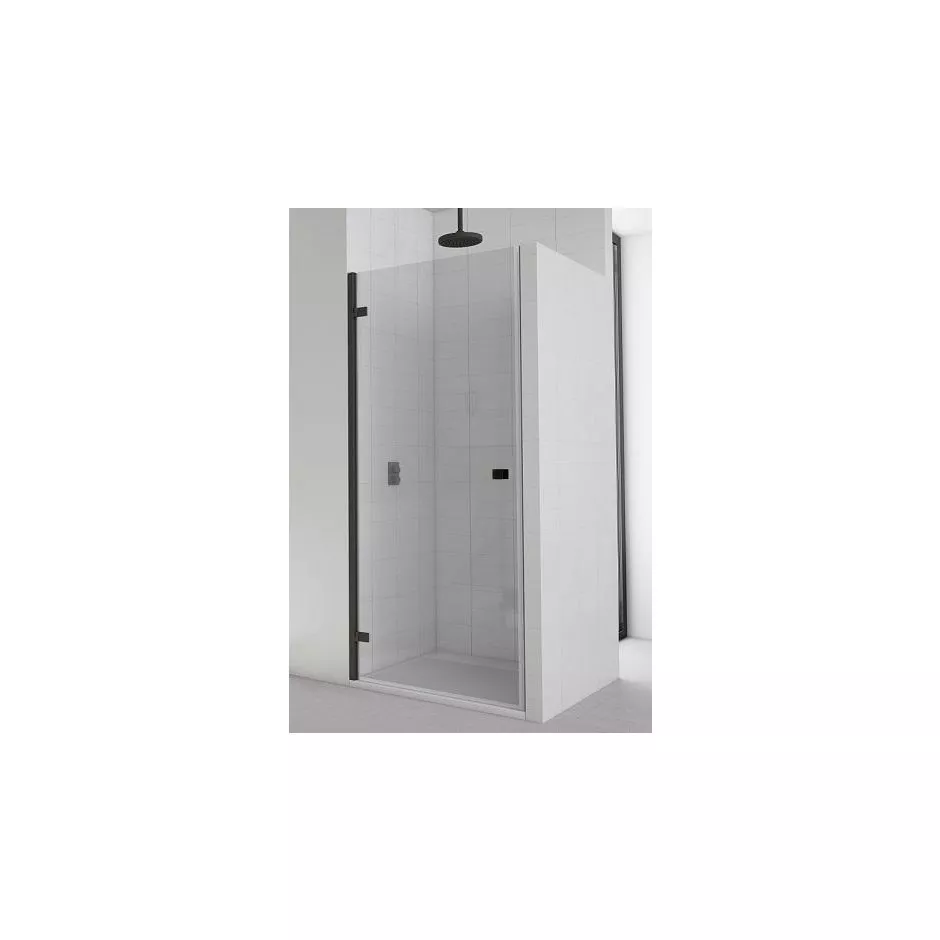 SanSwiss Annea Black drzwi jednoczęściowe z profilem przyściennym 100 cm lewa profil czarny mat, szkło przezroczyste