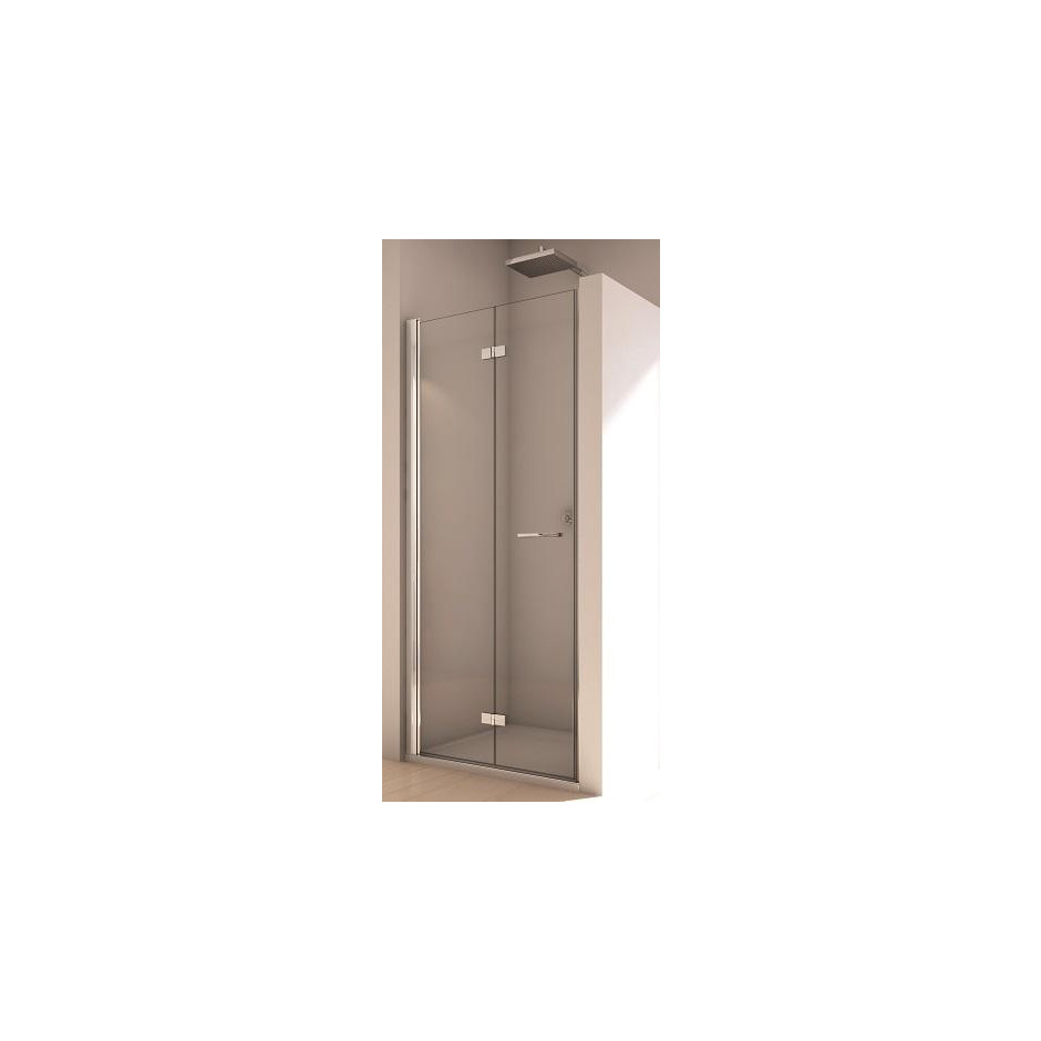 SanSwiss Solino drzwi dwuczęściowe składane 75 cm prawa profil połysk, szkło przezroczyste