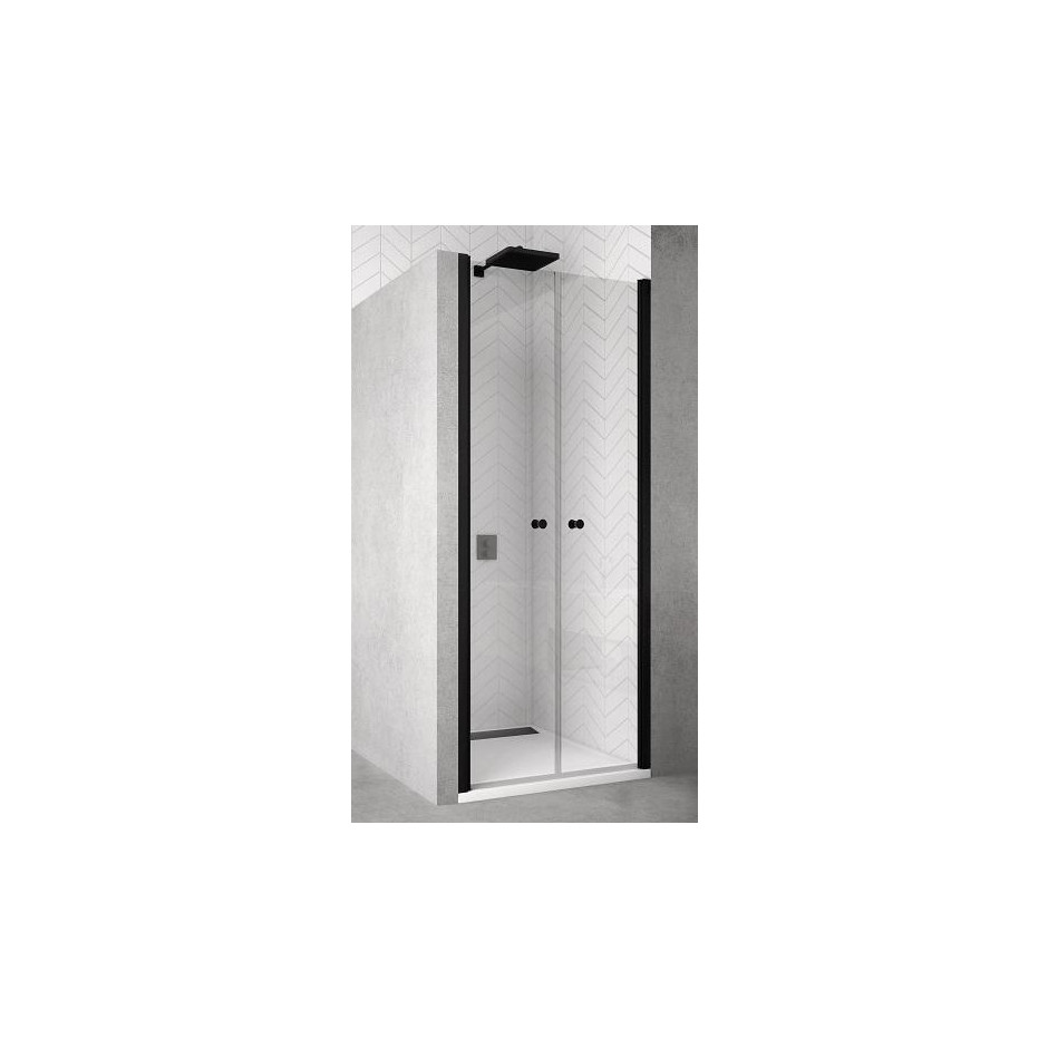 SanSwiss Solino Black drzwi dwuczęściowe western 70 cm profil czarny mat, szkło przezroczyste