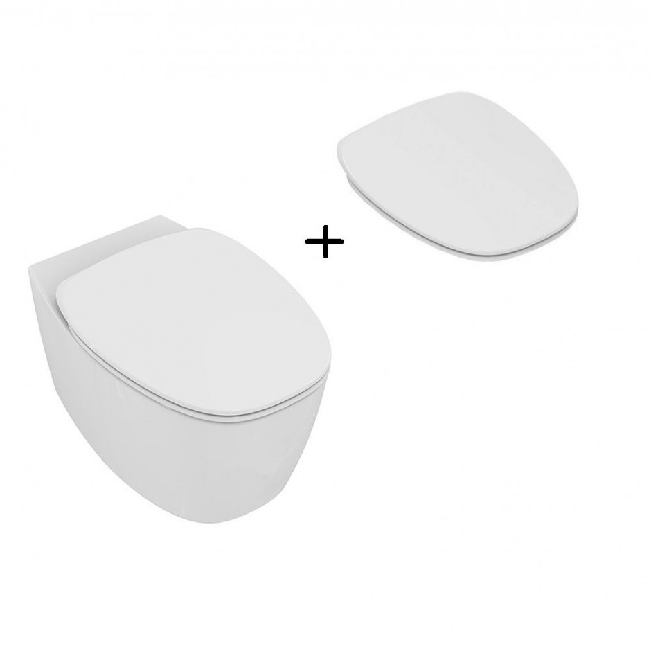 Ideal Standard Dea Zestaw Miska WC wisząca bezrantowa biała + deska sedesowa WC wolnoopadająca biała