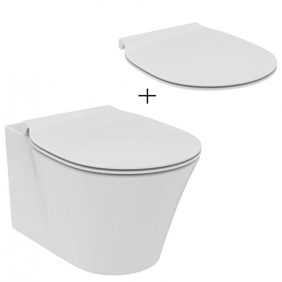 Ideal Standard Connect Air Zestaw Miska WC wisząca bezrantowa biała + Deska sedesowa wolnoopadająca biała (E015501 + E036601)