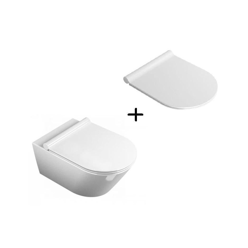 Catalano Zero Zestaw Miska WC wisząca 50 NewFlush biała + Deska w/o biała (1VSZ50R00 + 5SCSTP000)