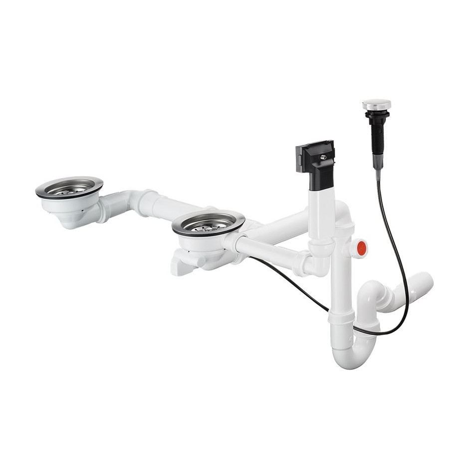 Hansgrohe D17-11 Automatyczny komplet odpływ i przelew do podwójnej komory granitowej Chrom