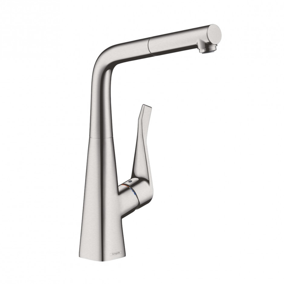 Hansgrohe Metris M71 bateria kuchenna 320 w/w 1jet sBox Stal Szlachetna Finish