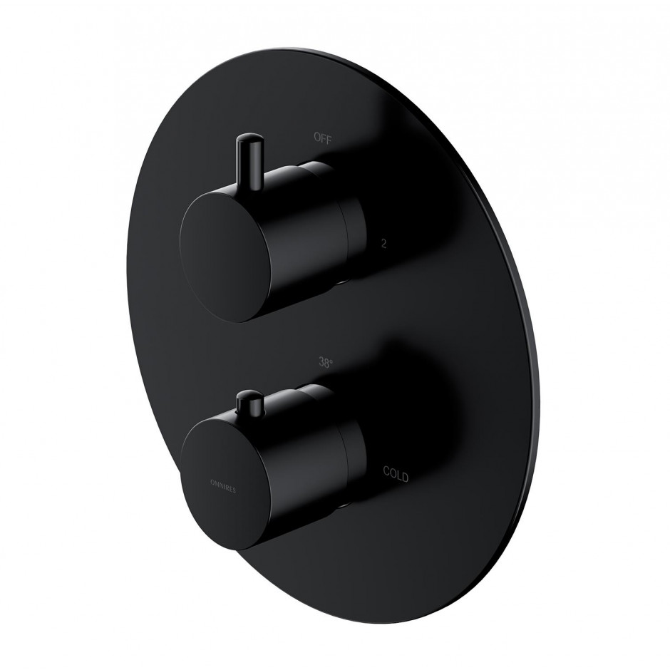 Omnires Y termostatyczna bateria prysznicowo-wannowa podtynkowa, element natynkowy, czarny