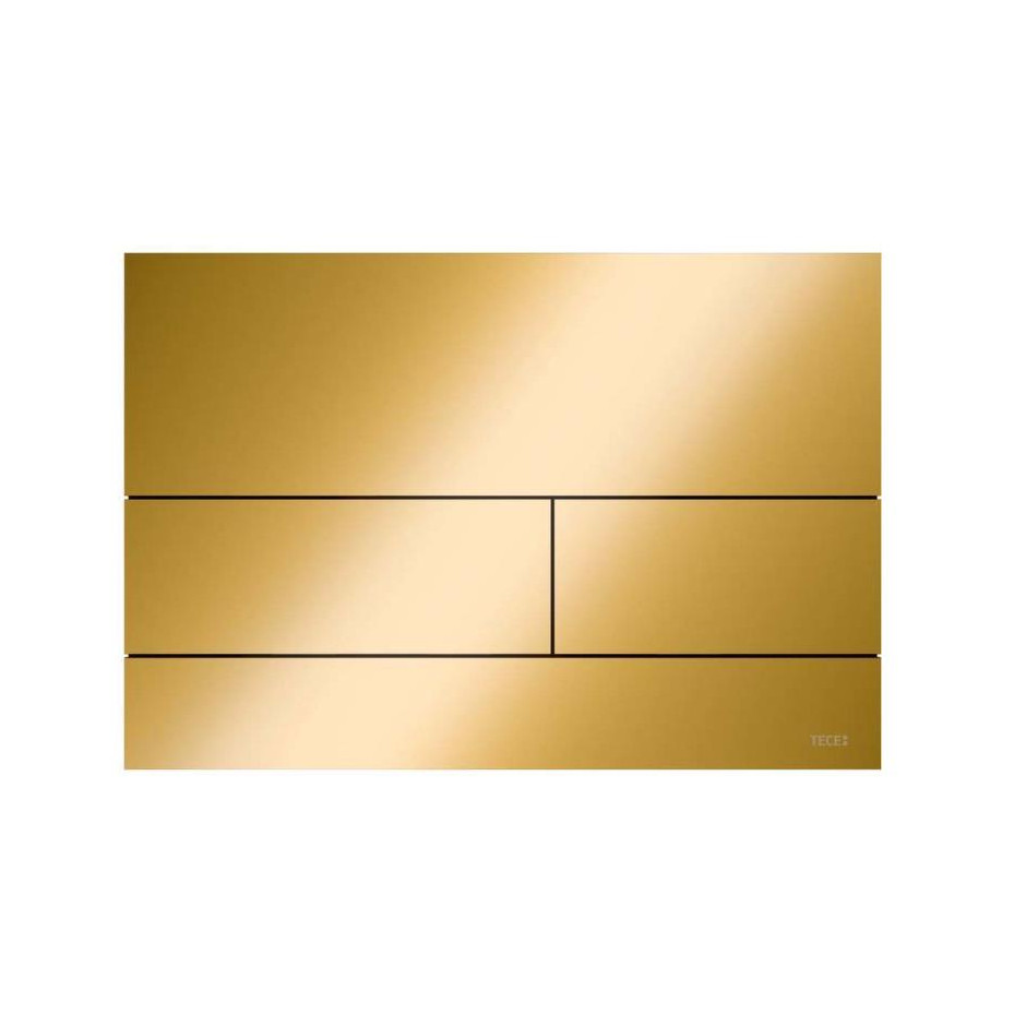 TECE sqaure II - przycisk spłukujący z metalu do WC, złoty optyczny połysk
