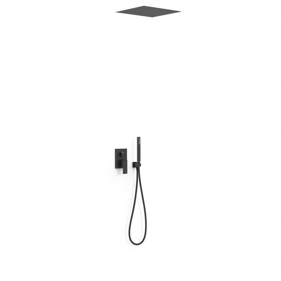 Tres Cuadro Exclusive zestaw prysznicowy podtynkowy Rapid-Box (2-drożna) Matowa czerń