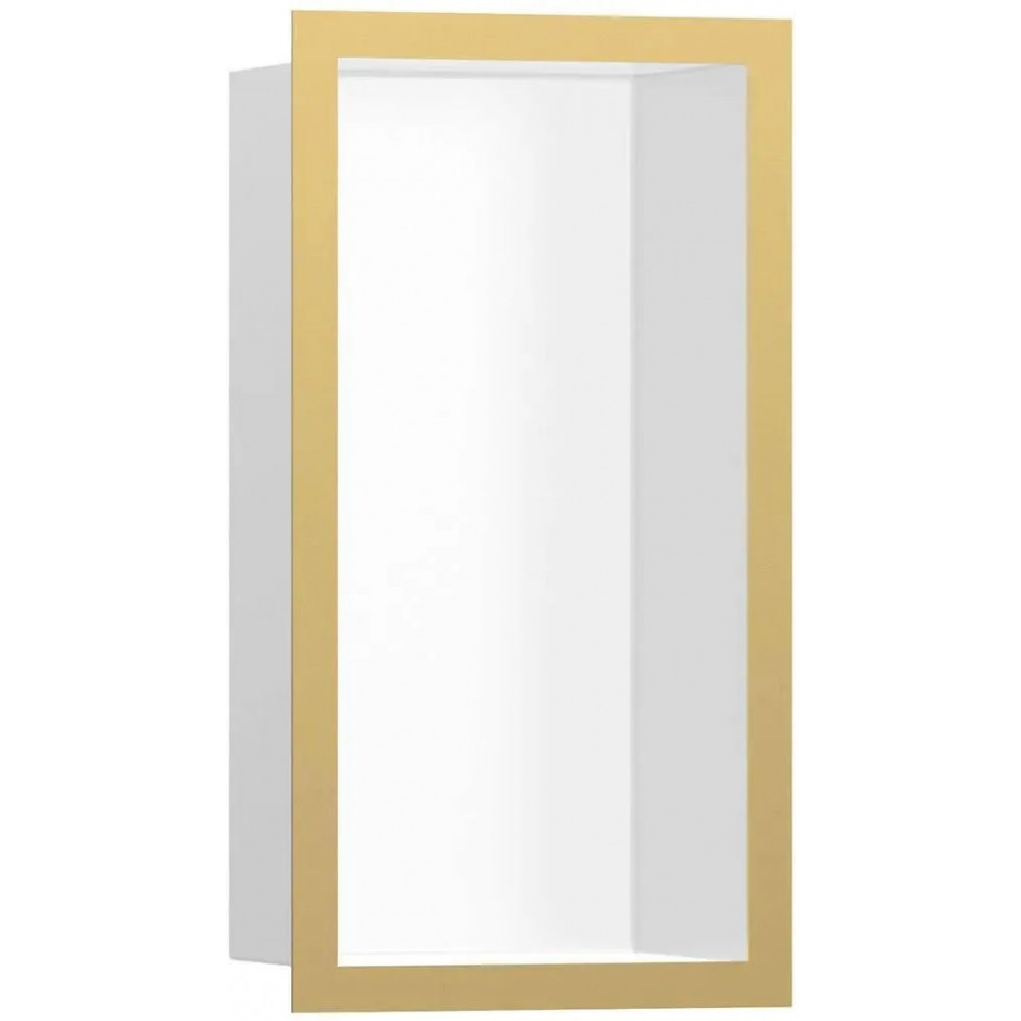 Hansgrohe XtraStoris Individual Wnęka ścienna biały matowy z ozdobną ramą 30 x 15 x 10 cm złoty optyczny polerowany