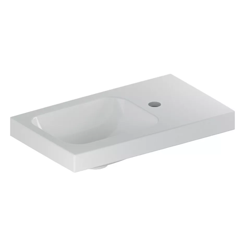 Geberit Umywalka iCon Light kompaktowa z powierzchnią odkładczą 53 cm, z otworem z prawej, bez przelewu, z półką z prawej