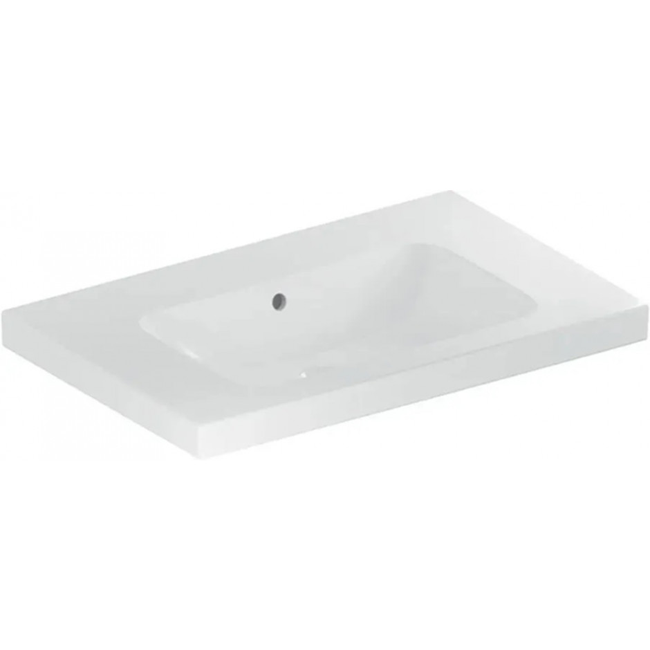 Geberit Umywalka iCon Light z powierzchnią odkładczą 75 cm, bez otworu, z przelewem,