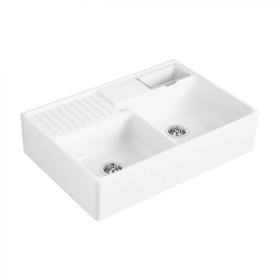 Villeroy & Boch zlewozmywak dwukomorowy 895 x 630 x 220 mm Stone White CeramicPlus