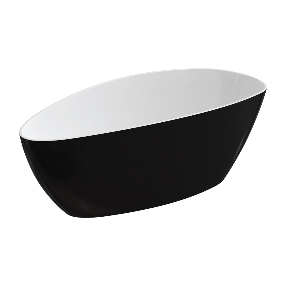 Omnires Barcelona Wanna Marble+, 156X71X56Cm, biała/Czarny Połysk