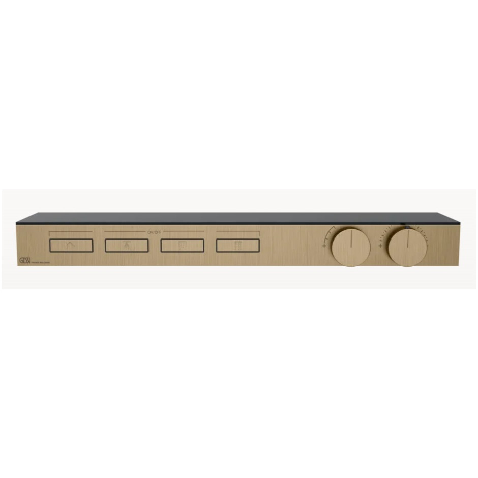 Gessi Hi-Fi Shelf bateria podtynkowa termostatyczna do czterech funkcji Półka z czarnego mrożonego szkła bezpiecznego Black Metal Br. PVD