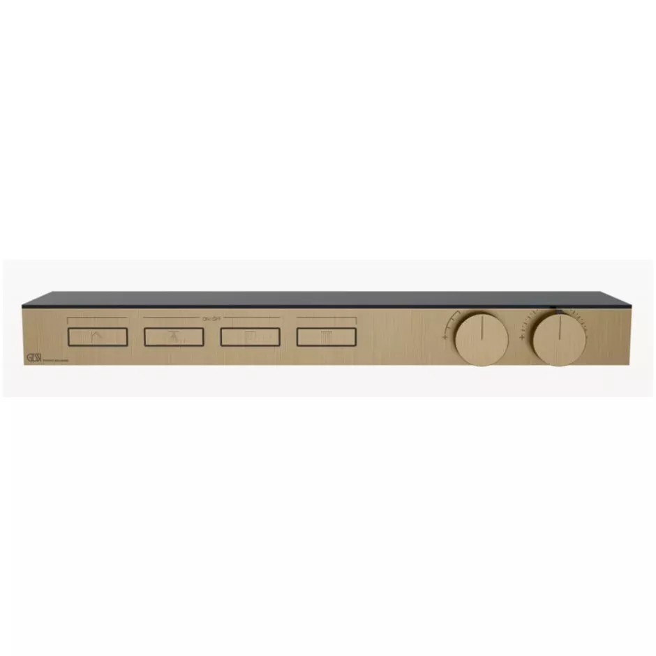 Gessi Hi-Fi Shelf bateria podtynkowa termostatyczna do czterech funkcji Półka z czarnego mrożonego szkła bezpiecznego Black Metal Br. PVD
