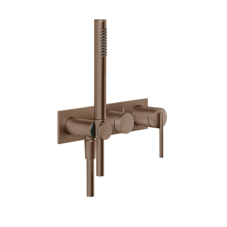 Gessi Ingranaggio bateria podtynkowa prysznicowa dwudrożna przełącznik haka na słuchawkę prysznicową Copper Brushed PVD