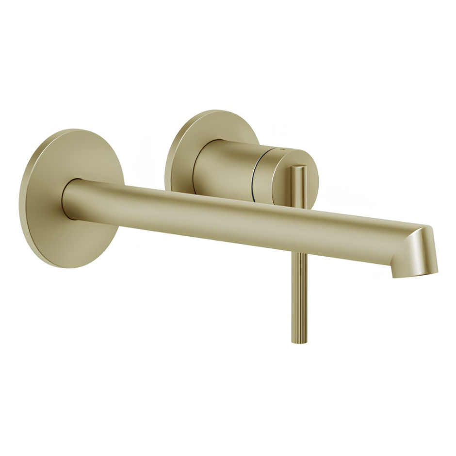 Gessi Ingranaggio bateria podtynkowa umywalkowa ścienna długa wylewka bez odpływu Brass Brushed PVD